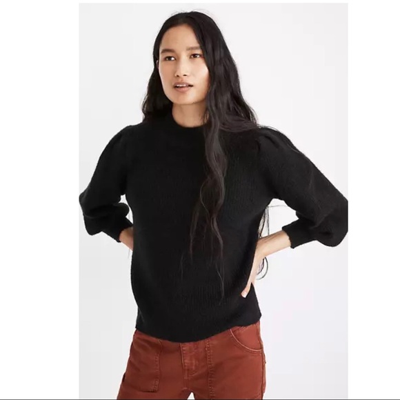 NEW MADEWELL BLACK PUFF SLEEVE PULLOVER SWEATER - Picture 9 of 9